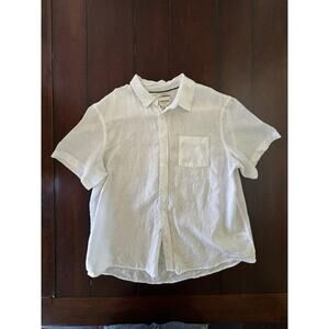 Thom Aaron Men’s‎ 100% Linen Button Front Shirt XXL White Short Sleeve